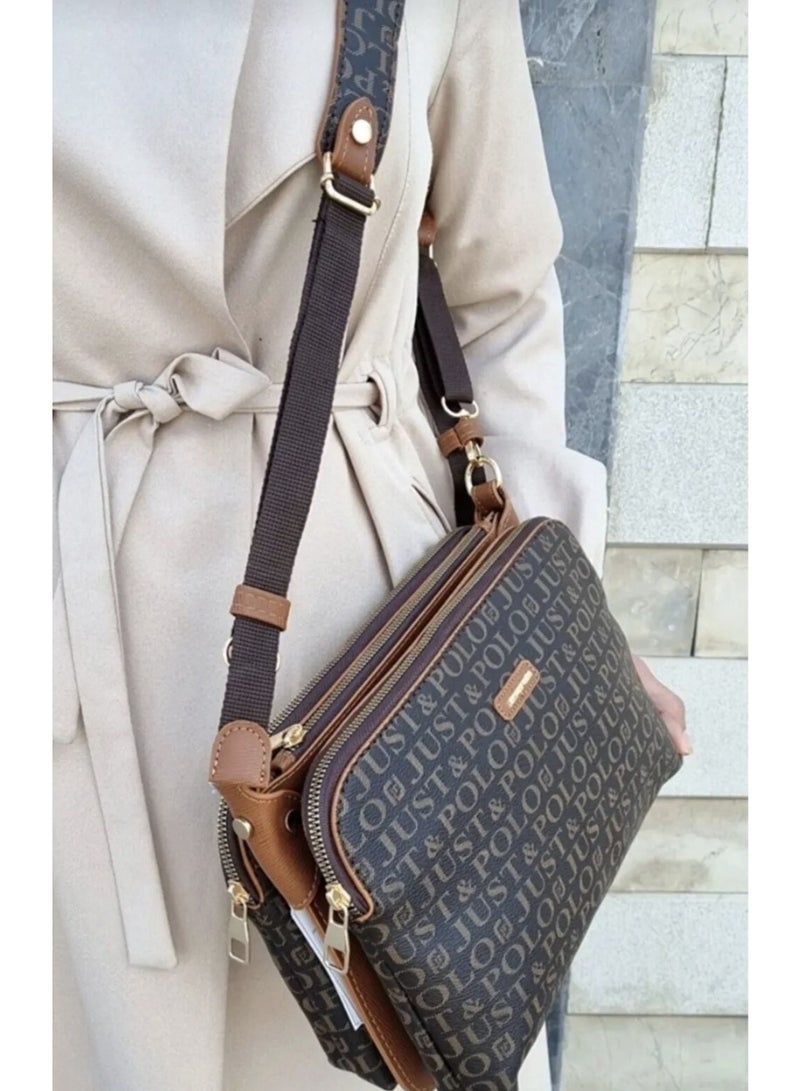 Just Polo A stylish and elegant crossbody shoulder bag from Just & Polo, designed to combine fashion with everyday practicality. Featuring a modern monogram pattern with high-quality finishing, this bag is perfect for daily use, shopping, work, or casual outings. Its compact yet spacious interior allows you to carry your essentials comfortably, while the adjustable shoulder strap ensures easy and comfortable wear. - Image 2